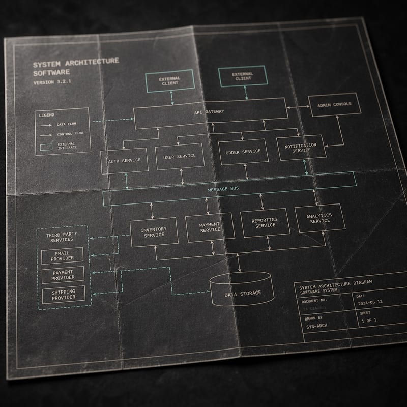 Technische Blaupause für Softwarearchitektur — 01PC Systemdesign
